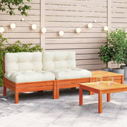Tuinbank 2-zits massief grenenhout met kussens en voetenbank 189x63x62.5 cm