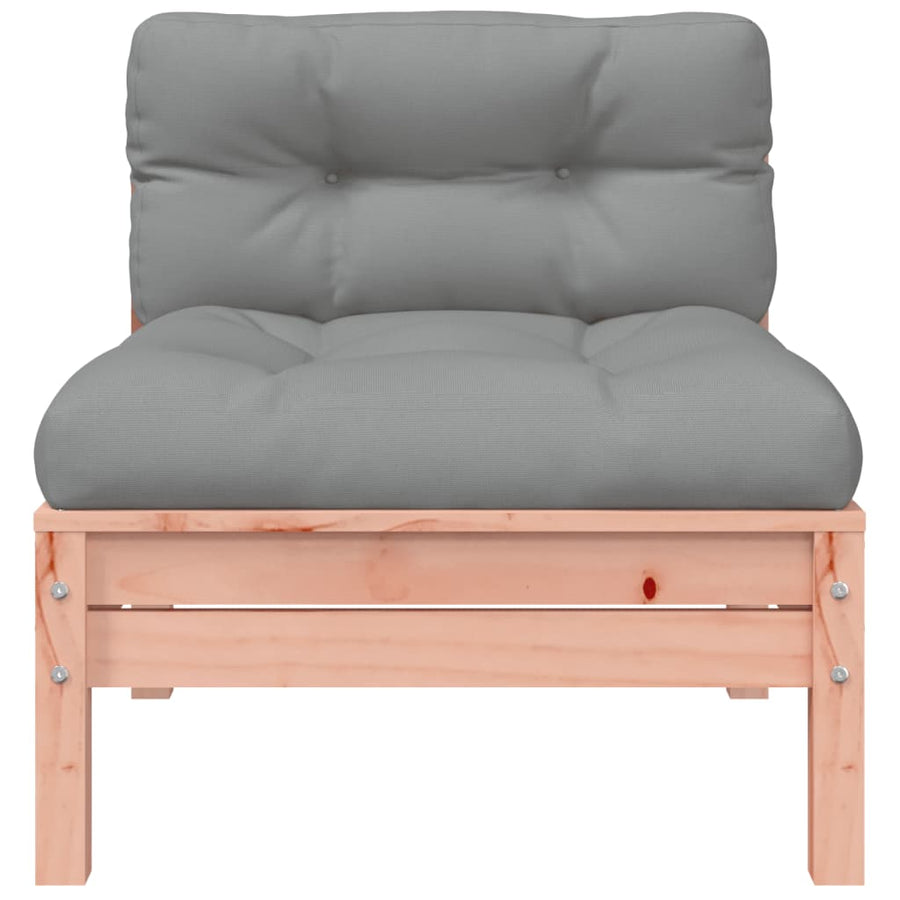 Tuinbank met kussens en voetenbank massief Douglashout Natuurlijk douglashout corner + chair + footrest