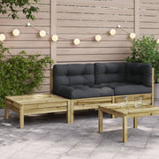 Tuinbank met kussens en voetenbank geïmpregneerd grenenhout 189x63x62,5 cm