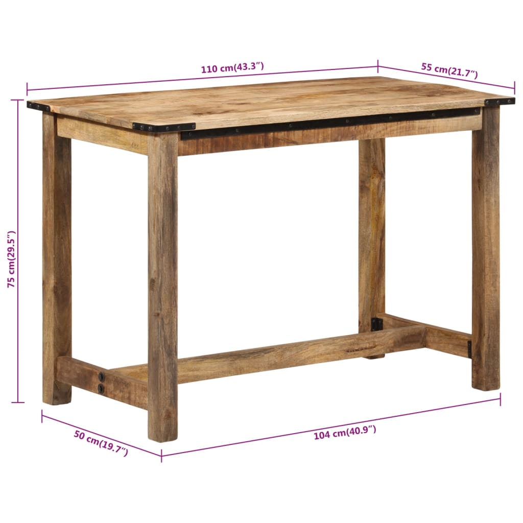 Eettafel 110x55x75 cm massief mangohout