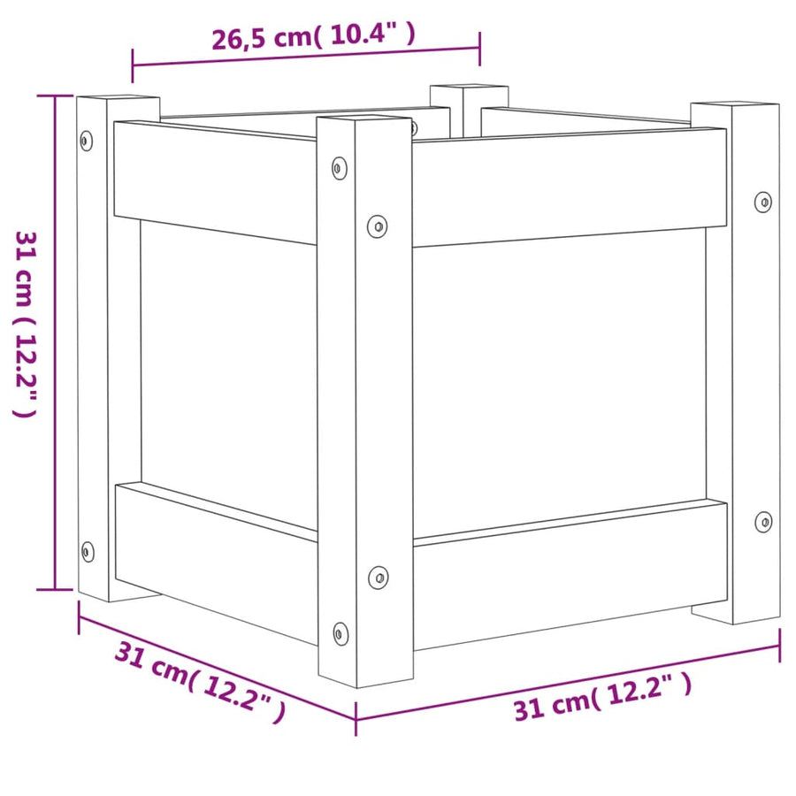 Plantenbak 3X3X3 Cm Massief Grenenhout 1 Natuurlijk grenenhout