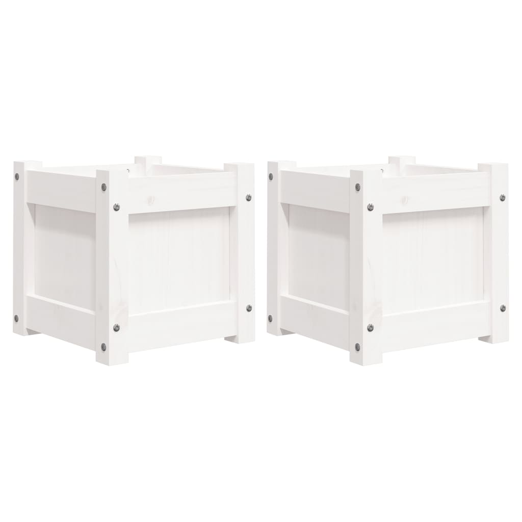 Plantenbakken Cm Massief Grenenhout Wit 2 Wit grenenhout