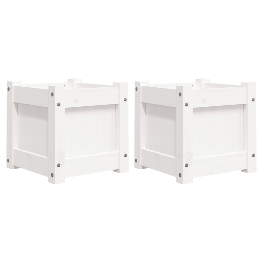 Plantenbakken Cm Massief Grenenhout Wit 2 Wit grenenhout