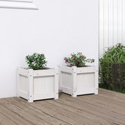 Plantenbak massief grenenhout wit 31x31x31 cm 2 stuks