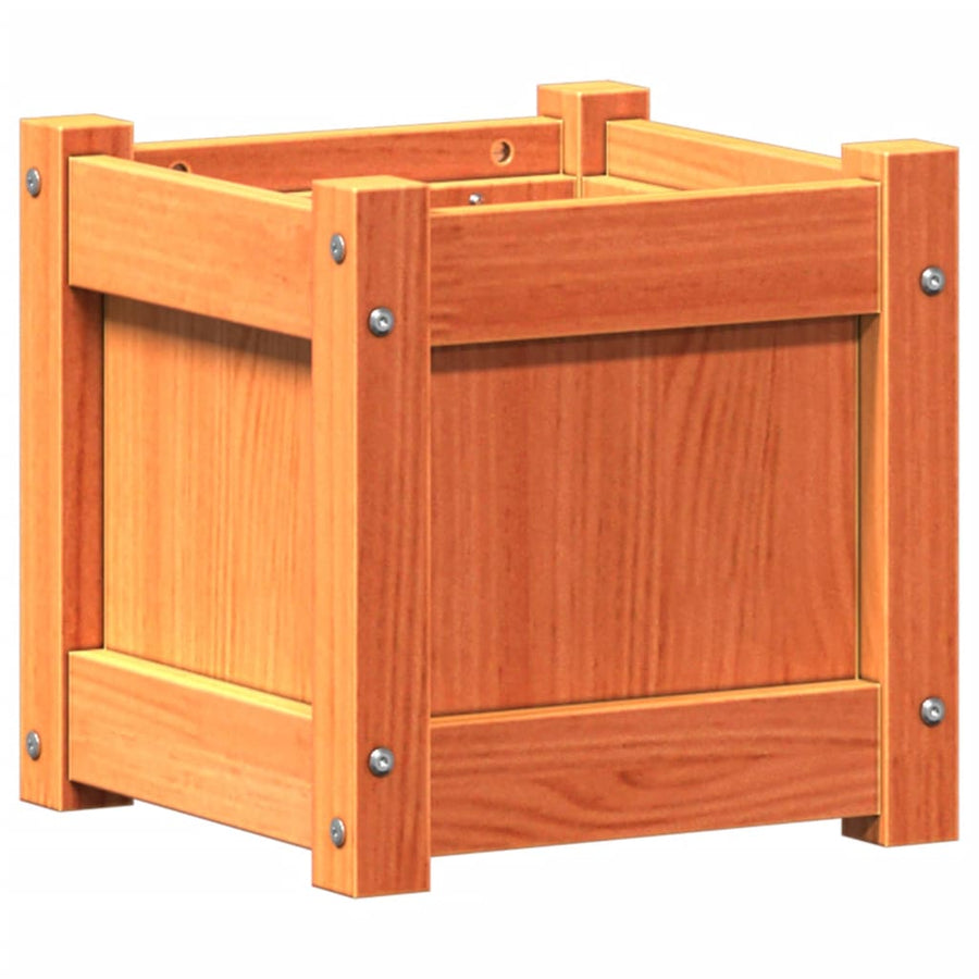 Plantenbak 31x31x31 cm massief grenenhout wasbruin 1 Bruingrenen