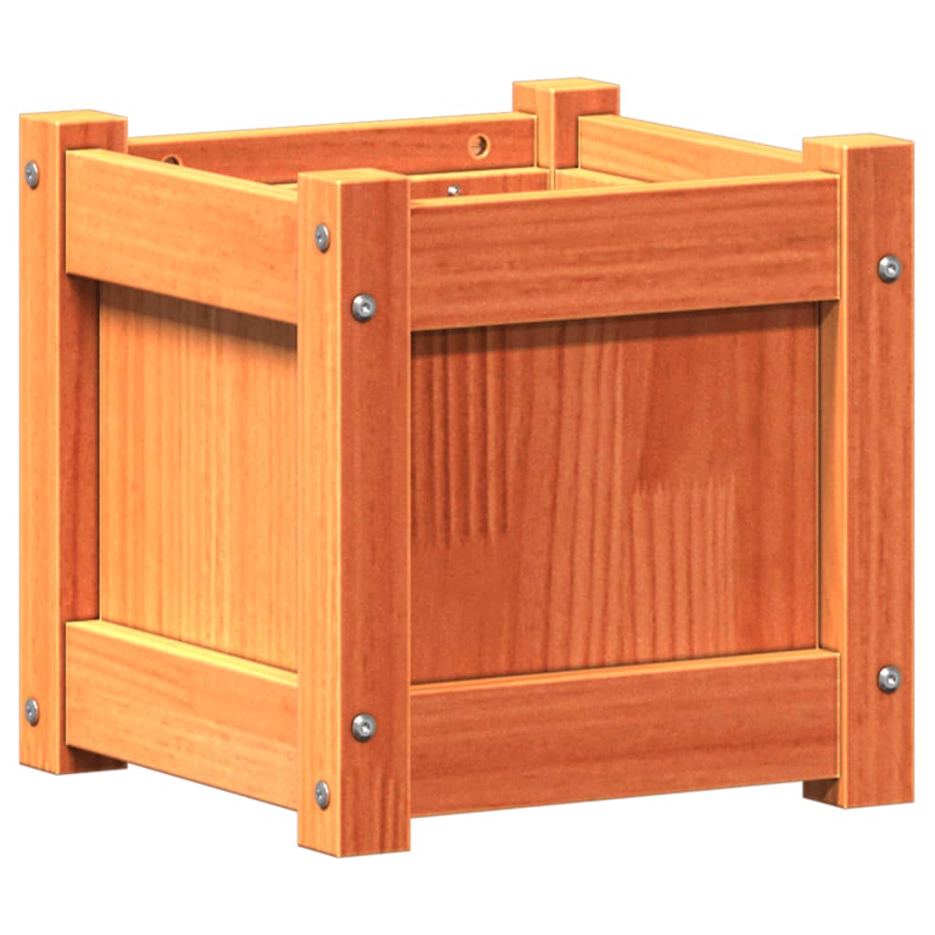 Plantenbak 31x31x31 cm massief grenenhout wasbruin 1 Bruingrenen