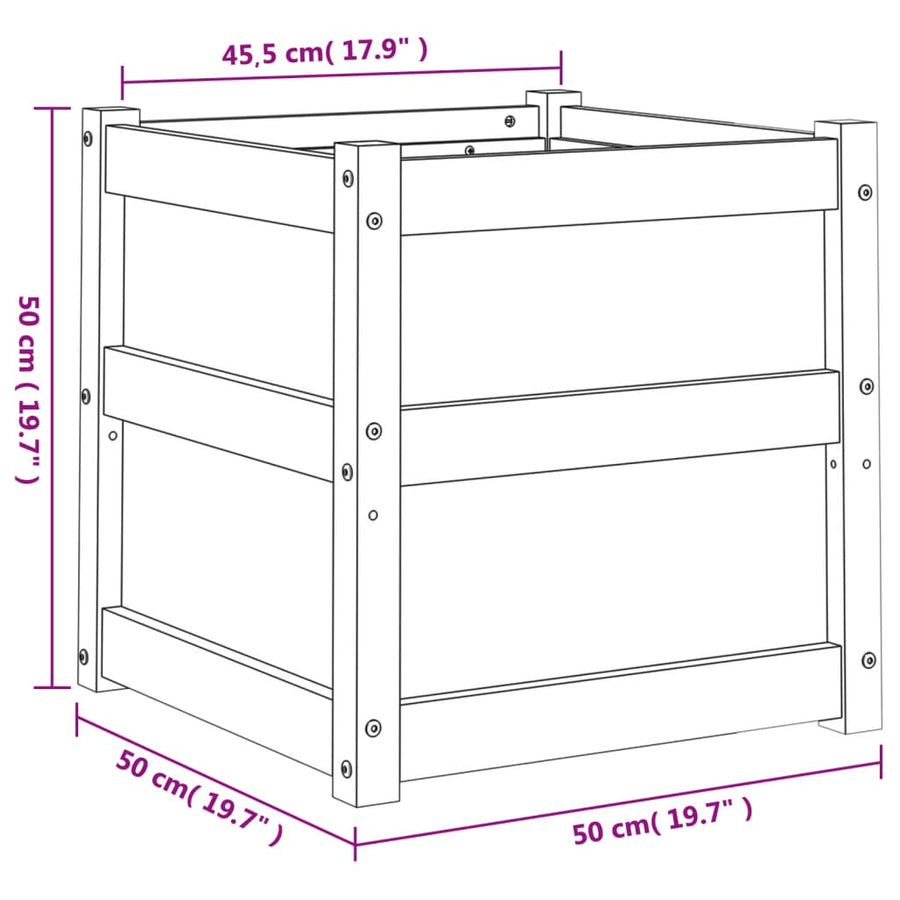 Plantenbak 50X50X50 Cm Massief Grenenhout 1 Natuurlijk grenenhout