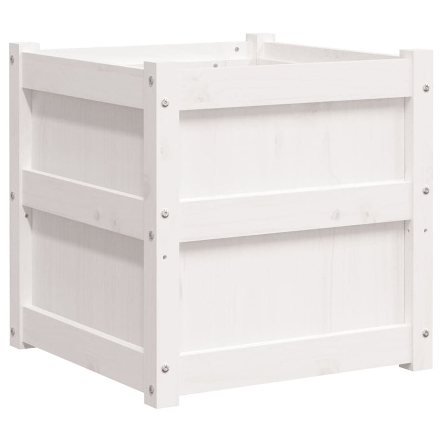 Plantenbak 50x50x50 cm massief grenenhout wit 1 Wit grenenhout