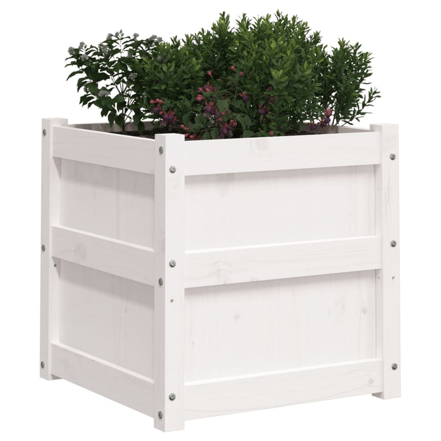 Plantenbak 50x50x50 cm massief grenenhout wit 1 Wit grenenhout