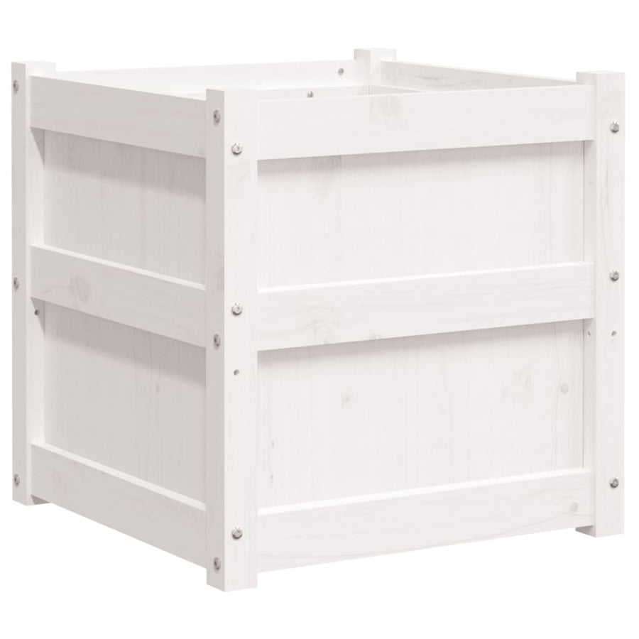 Plantenbak 50x50x50 cm massief grenenhout wit 1 Wit grenenhout