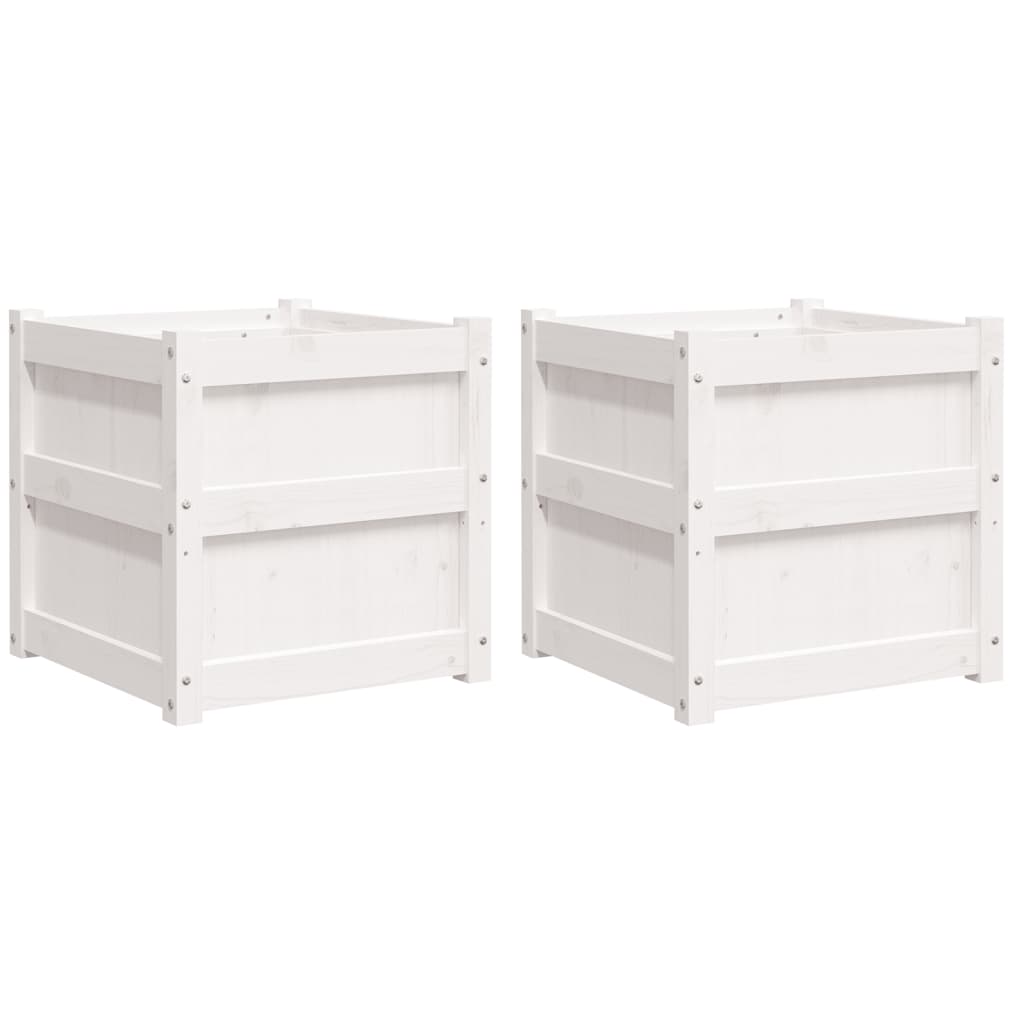 Plantenbakken Cm Massief Grenenhout Wit 2 Wit grenenhout