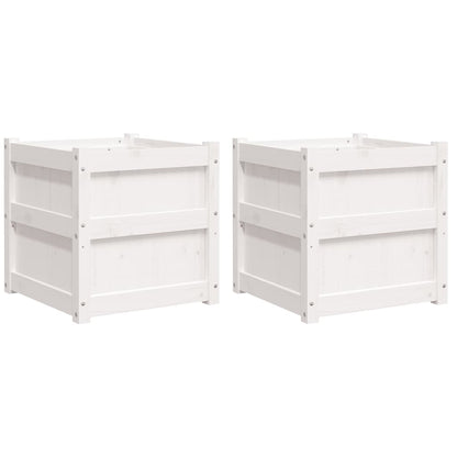 Plantenbakken Cm Massief Grenenhout Wit 2 Wit grenenhout