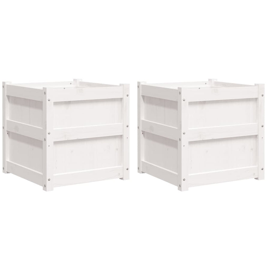 Plantenbakken Cm Massief Grenenhout Wit 2 Wit grenenhout