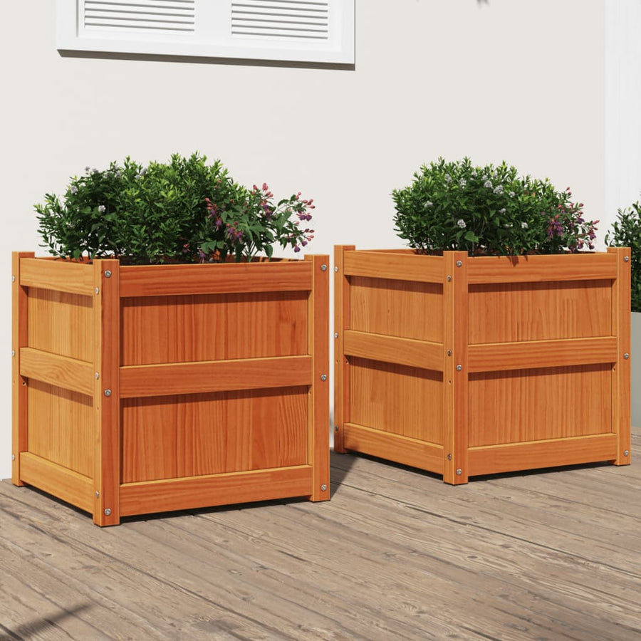 Plantenbakken 2 St Cm Massief Grenenhout Waxbruin