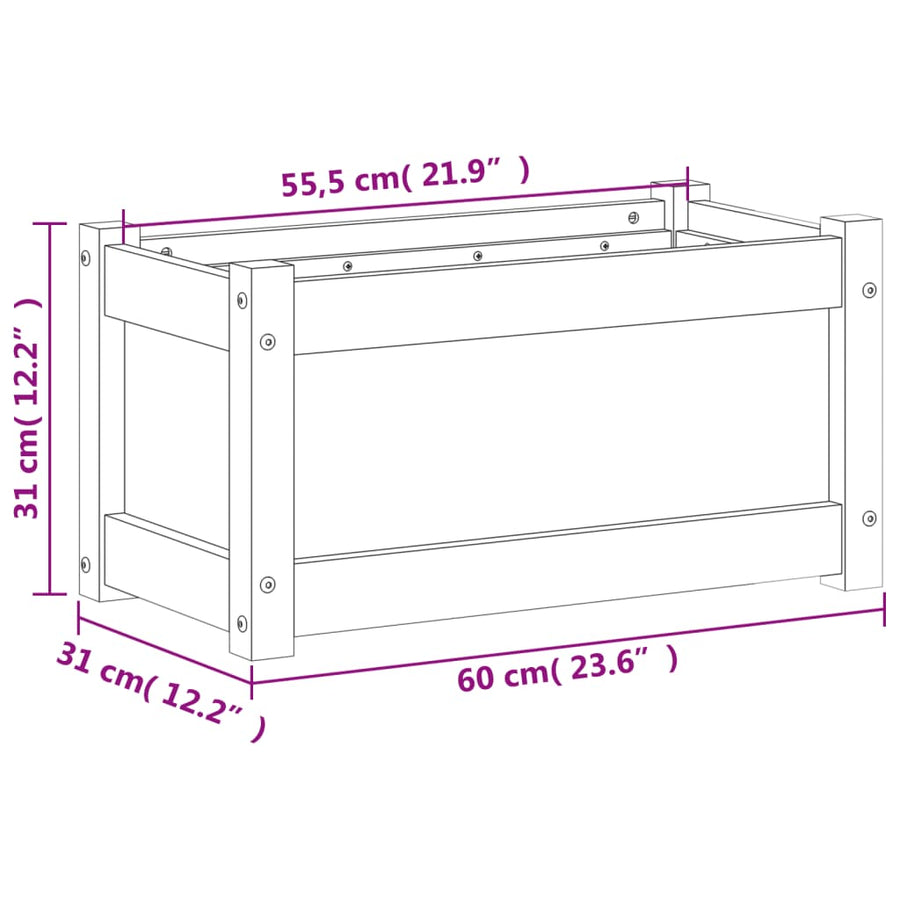 Plantenbak 60x31x31 cm massief grenenhout wasbruin