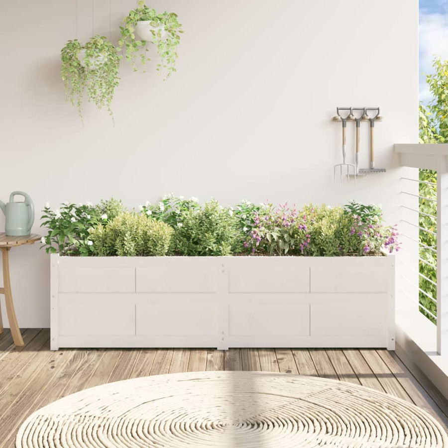 Plantenbak 80X50X50 Cm Massief Grenenhout Wit Wit grenenhout