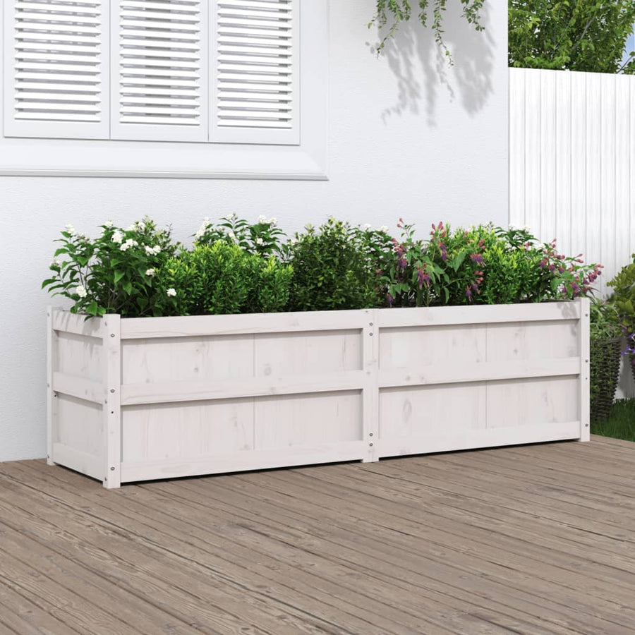 Plantenbak 80X50X50 Cm Massief Grenenhout Wit Wit grenenhout