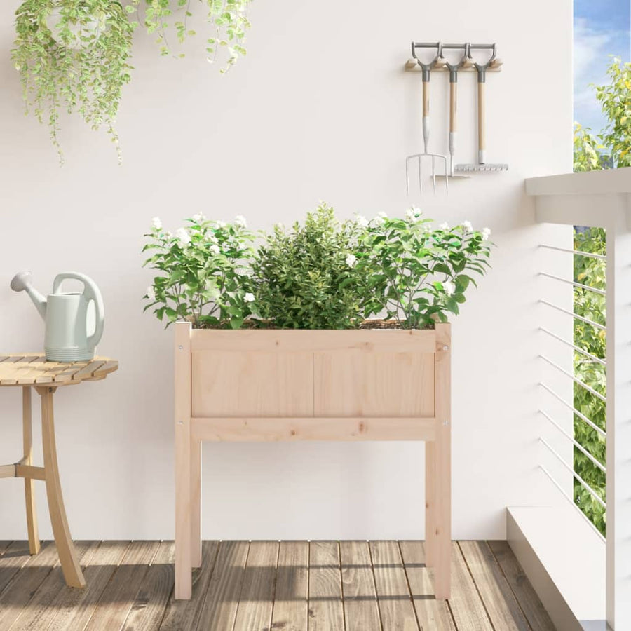 Plantenbak Met Poten 70X3X70 Cm Massief Grenenhout 1 Natuurlijk grenenhout