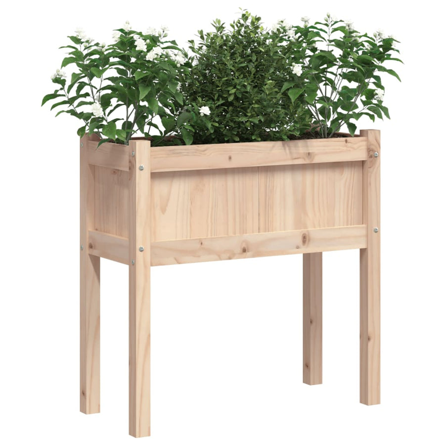 Plantenbak Met Poten 70X3X70 Cm Massief Grenenhout 1 Natuurlijk grenenhout