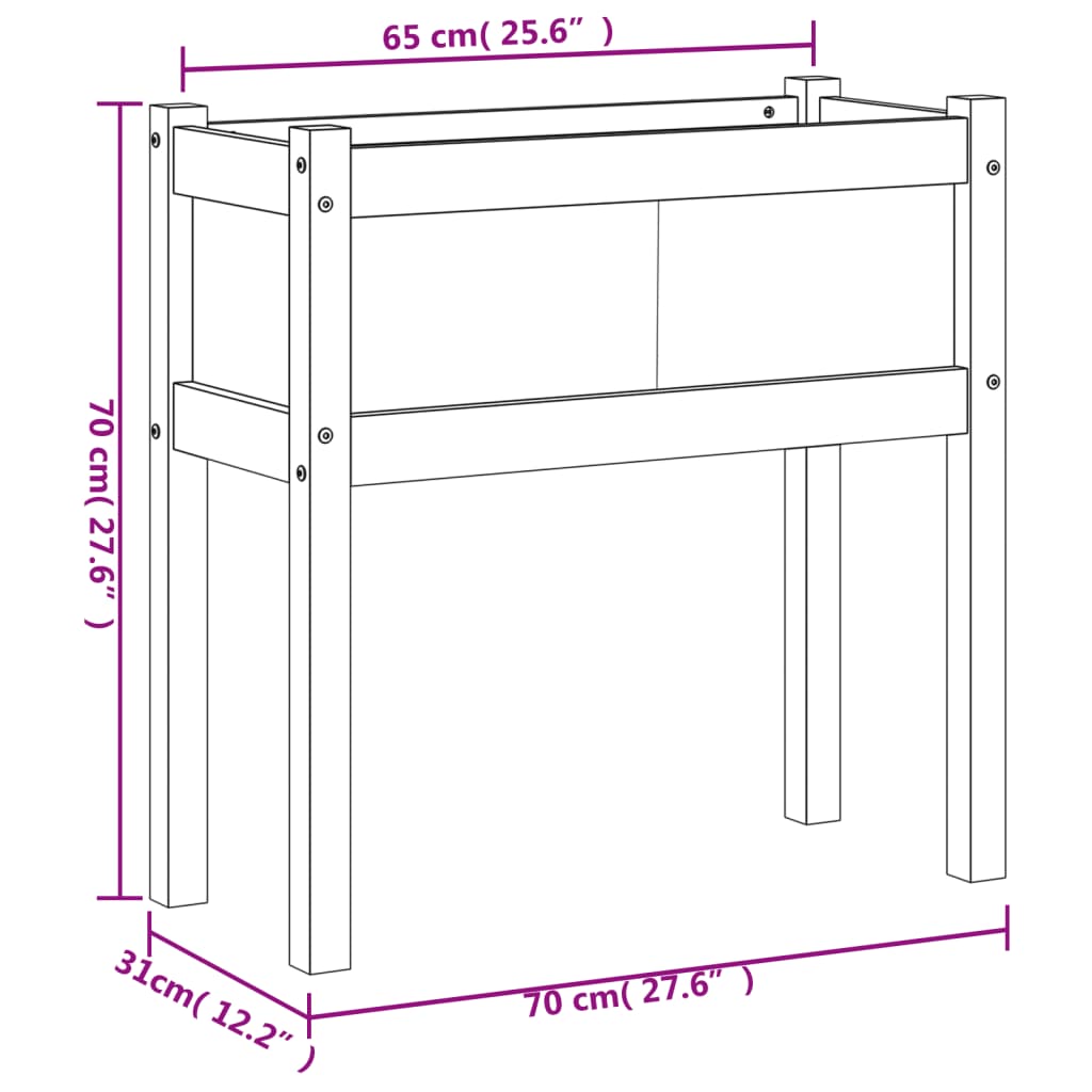 Plantenbak Met Poten 70X3X70 Cm Massief Grenenhout 1 Natuurlijk grenenhout
