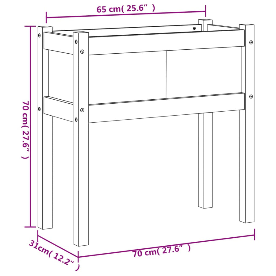 Plantenbak Met Poten 70X3X70 Cm Massief Grenenhout 1 Natuurlijk grenenhout