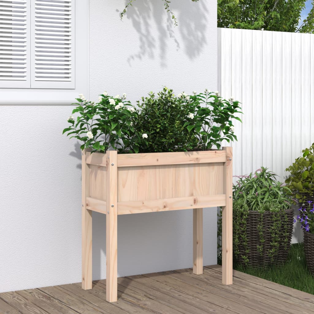 Plantenbak Met Poten 70X3X70 Cm Massief Grenenhout 1 Natuurlijk grenenhout