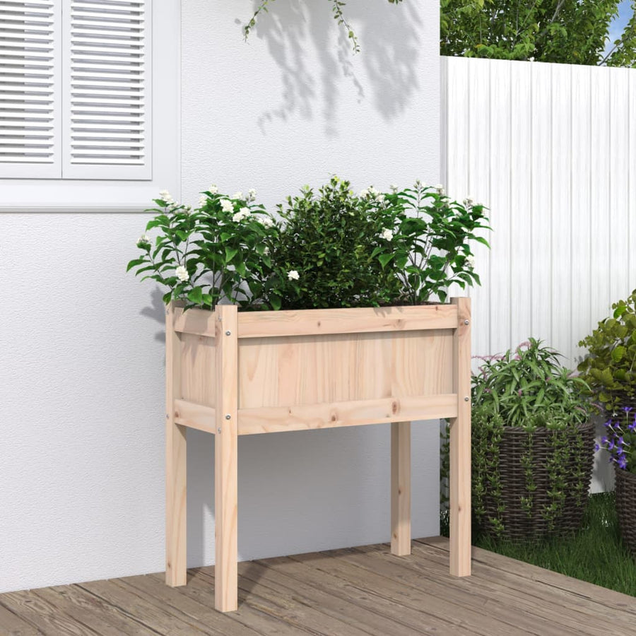 Plantenbak Met Poten 70X3X70 Cm Massief Grenenhout 1 Natuurlijk grenenhout