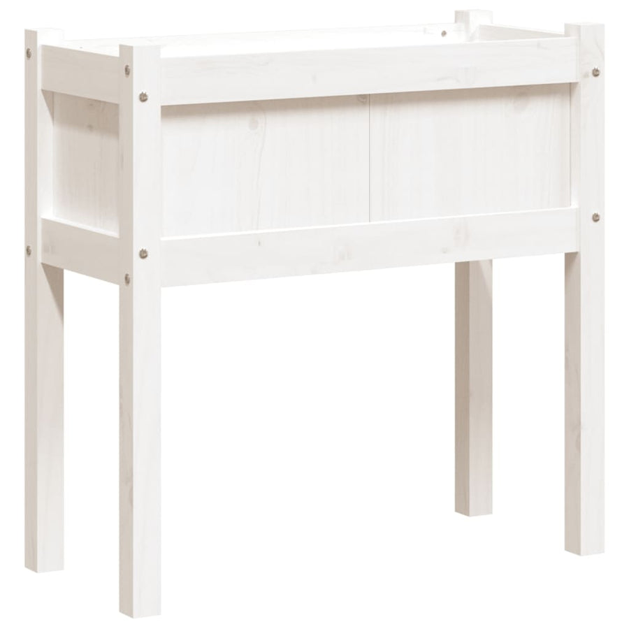 Plantenbak Met Poten 70X31X70 Cm Massief Grenenhout Wit