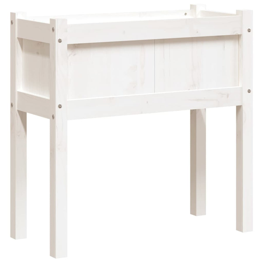 Plantenbak Met Poten 70X31X70 Cm Massief Grenenhout Wit