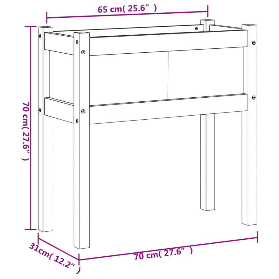 Plantenbak Met Poten 70X31X70 Cm Massief Grenenhout Wit