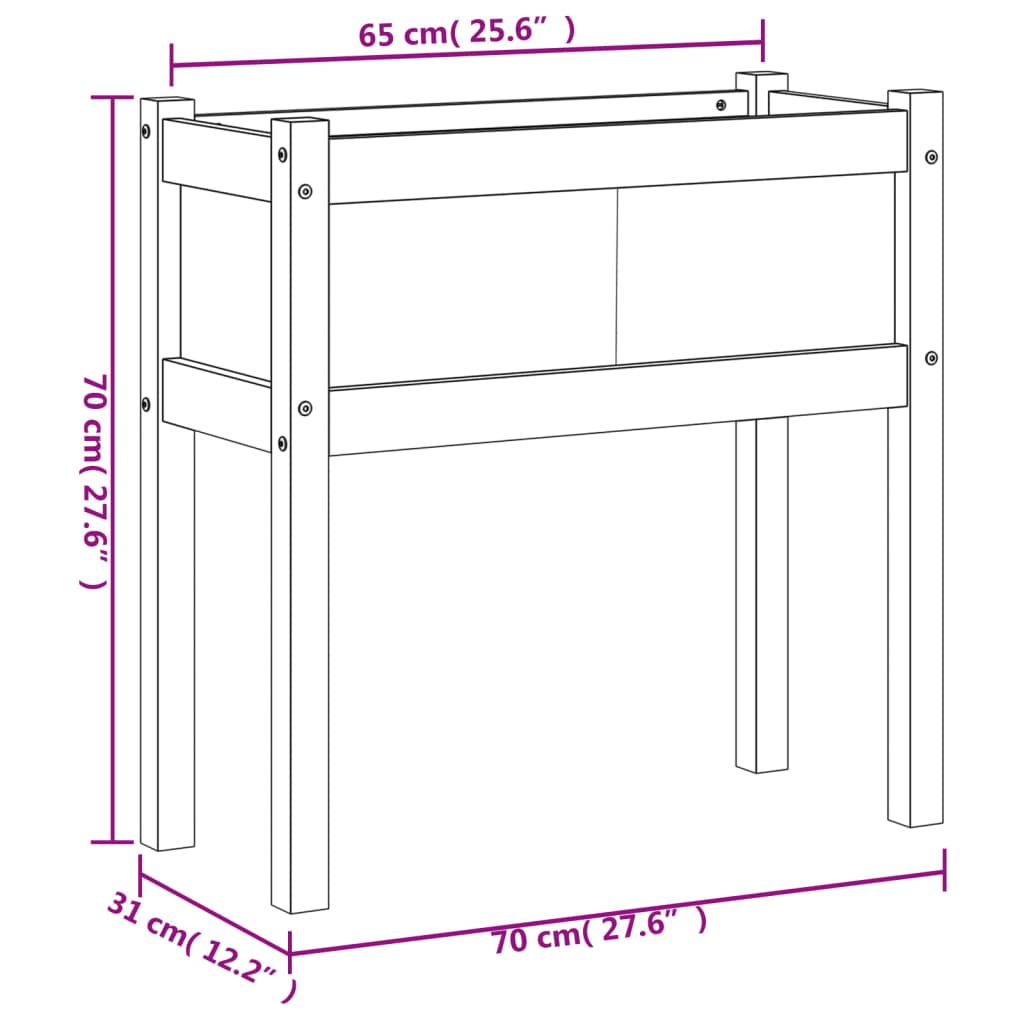 Plantenbak Met Poten 70X31X70 Cm Grenenhout Waxbruin