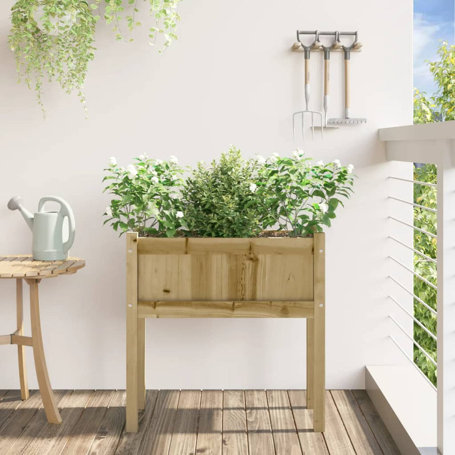 Plantenbak Met Poten 70X3X70 Cm Geïmpregneerd Grenenhout 1 Naturel geïmpregneerd