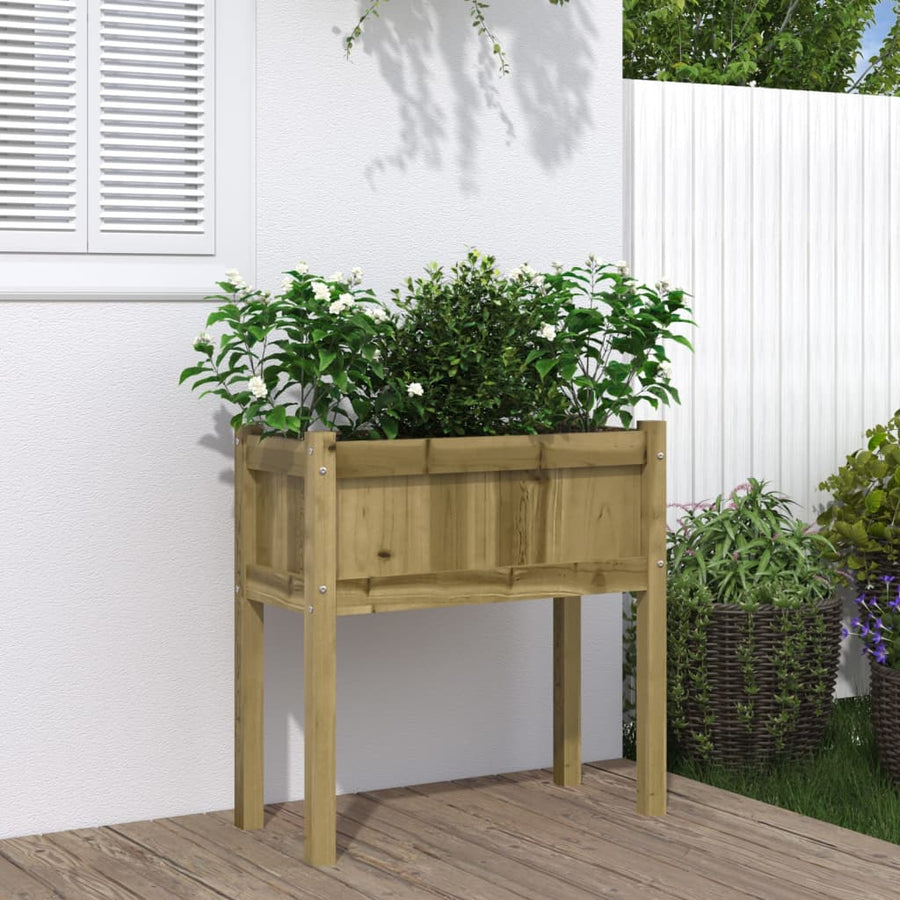 Plantenbak Met Poten 70X3X70 Cm Geïmpregneerd Grenenhout 1 Naturel geïmpregneerd