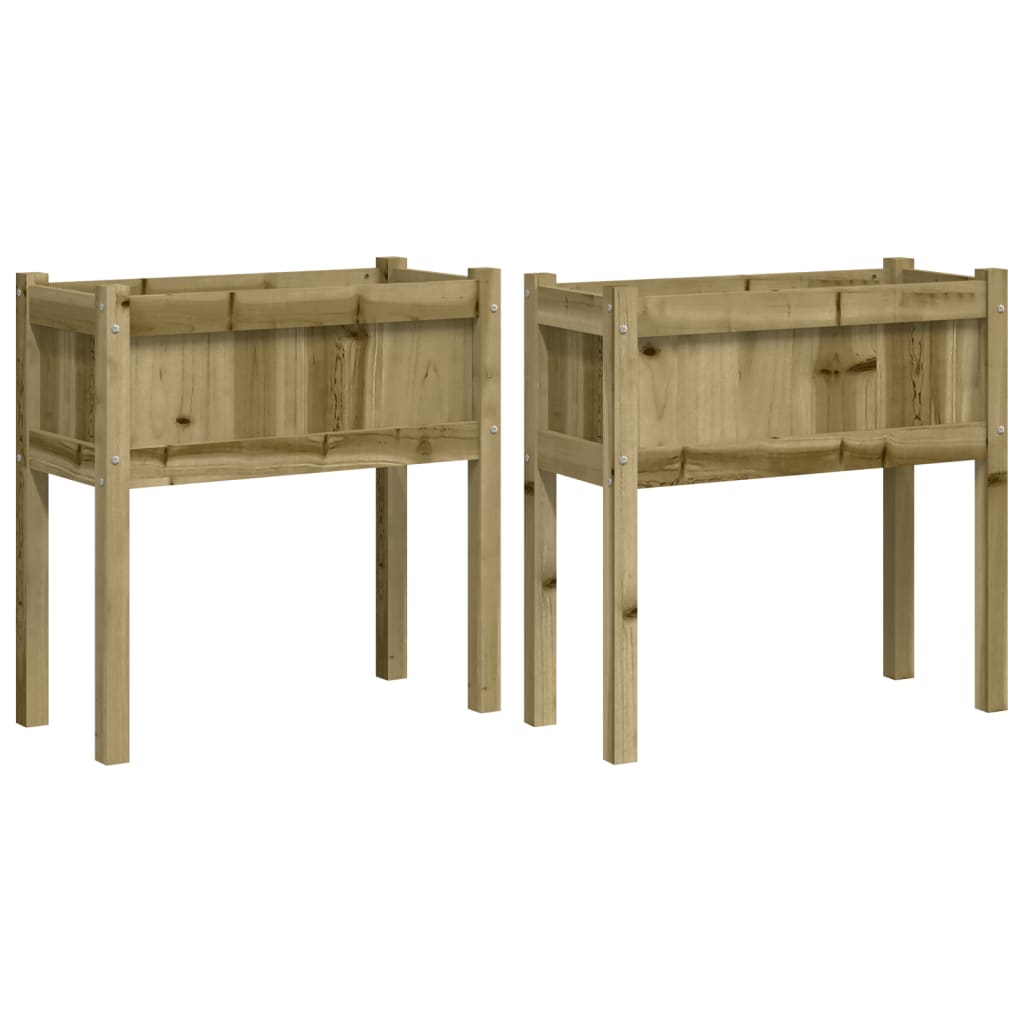 Plantenbakken Met Poten Cm Geïmpregneerd Hout 2 Naturel geïmpregneerd
