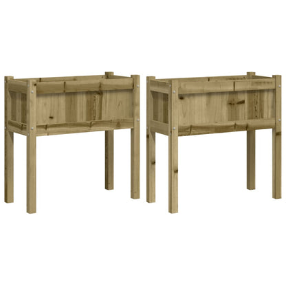 Plantenbakken Met Poten Cm Geïmpregneerd Hout 2 Naturel geïmpregneerd