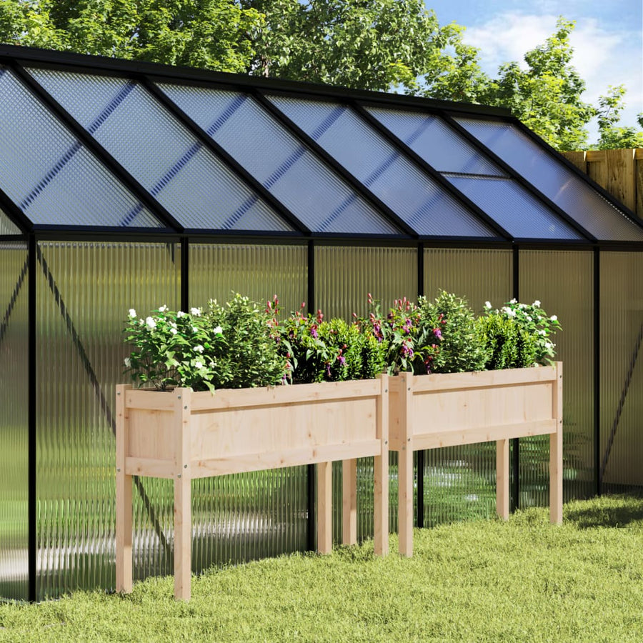 Plantenbakken Met Poten Massief Grenenhout 2 Natuurlijk grenenhout