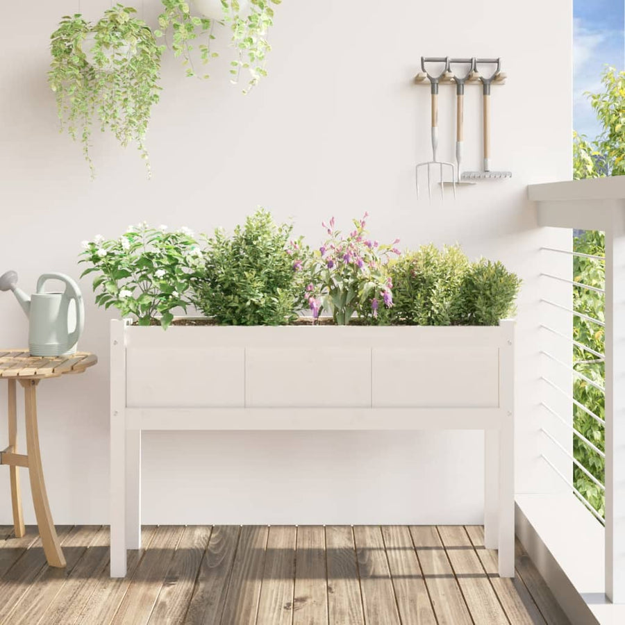 Plantenbak Met Poten 0X3X70 Cm Massief Grenenhout Wit 1 Wit grenenhout