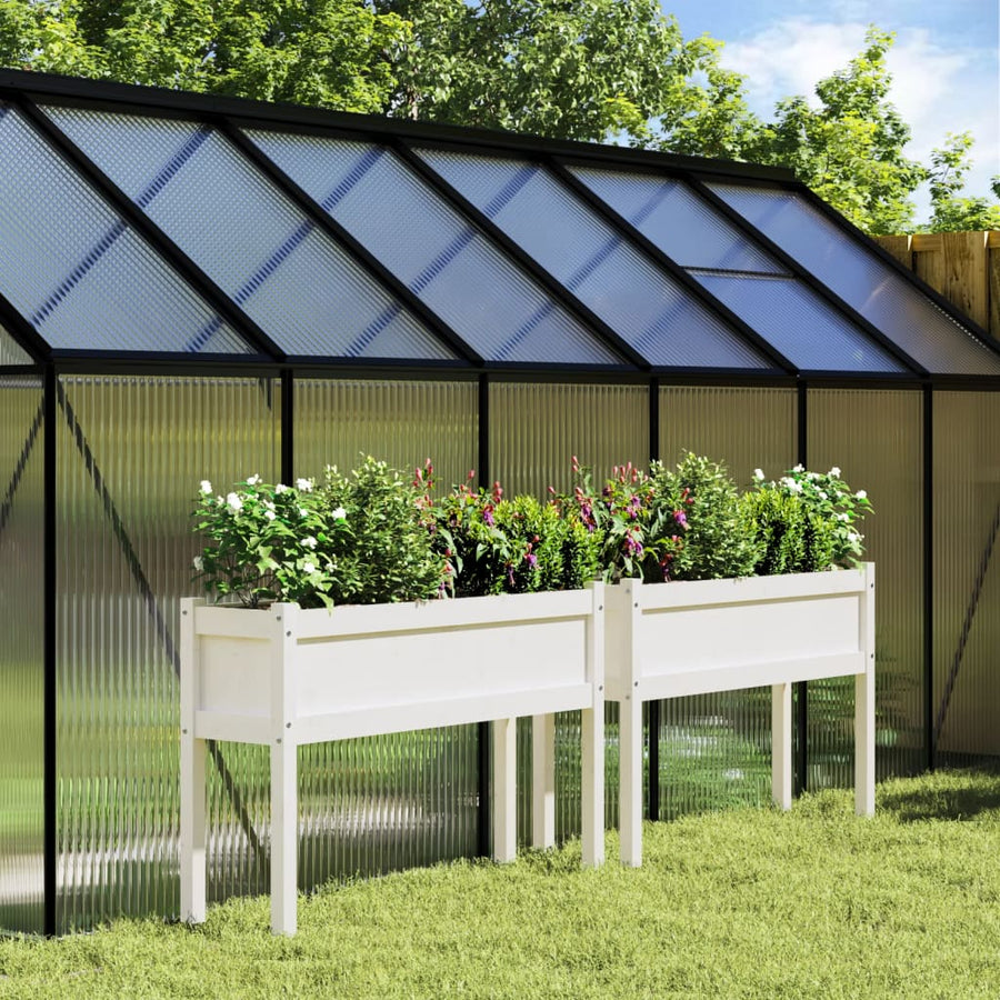 Plantenbakken Met Poten Massief Grenenhout Wit 2 Wit grenenhout