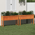 Plantenbakken met poten 2 st massief grenenhout wasbruin 110x31x70 cm