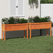Plantenbakken met poten 2 st massief grenenhout wasbruin 110x31x70 cm