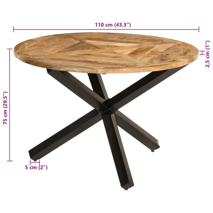 Eettafel Ø110x76 cm massief ruw mangohout
