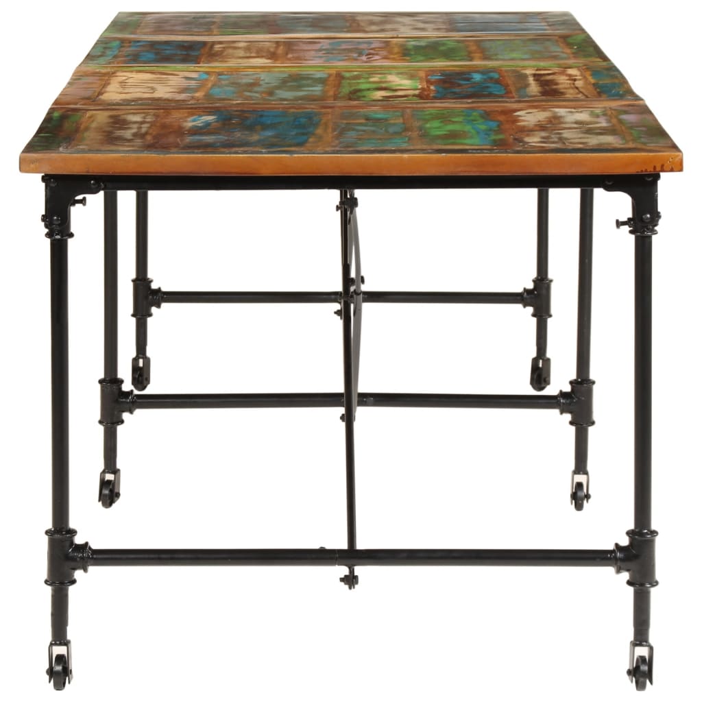 Eettafel Massief Gerecycled Hout 220 x 90 x 77 cm Multikleur