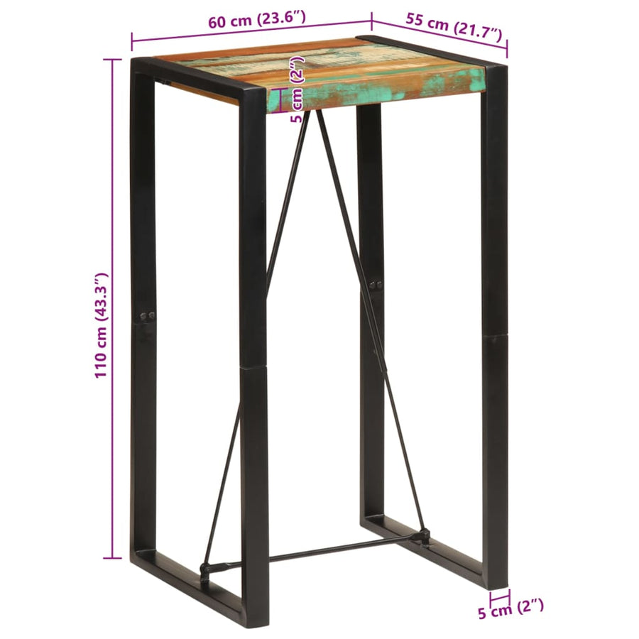 Bartafel Massief Gerecycled Hout 60 x 55 x 110 cm