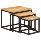 3-piece Coffee Table Set Solid Mango Wood and Iron
