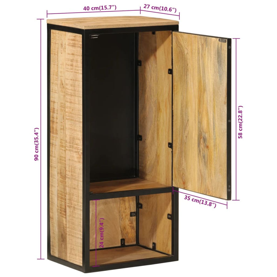 Badkamerkast 40x27x90 cm massief mangohout en ijzer