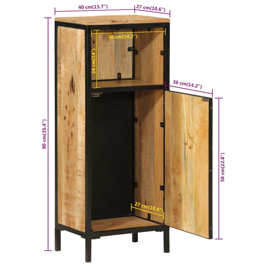 Badkamerkast 40x27x90 cm massief mangohout en ijzer