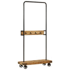 Kledingrek 90x35x190 cm mangohout ijzer wieltjes