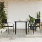 -Delige Tuinset Poly Rattan En Staal Zwart 3 80 cm tafellengte