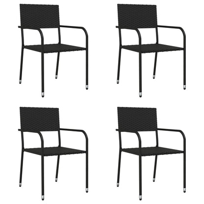 -Delige Tuinset Poly Rattan En Staal Zwart 5 160 cm tafellengte
