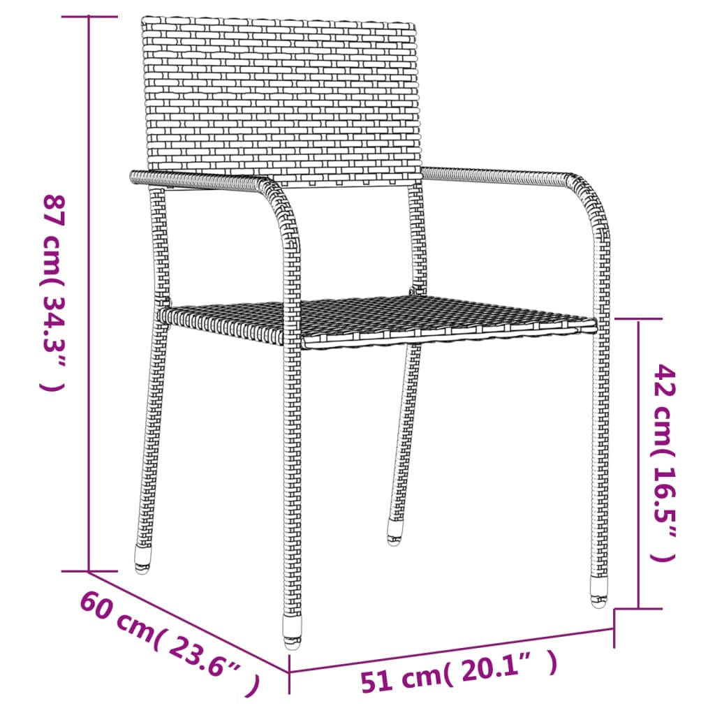 -Delige Tuinset Poly Rattan En Staal Zwart 5 160 cm tafellengte
